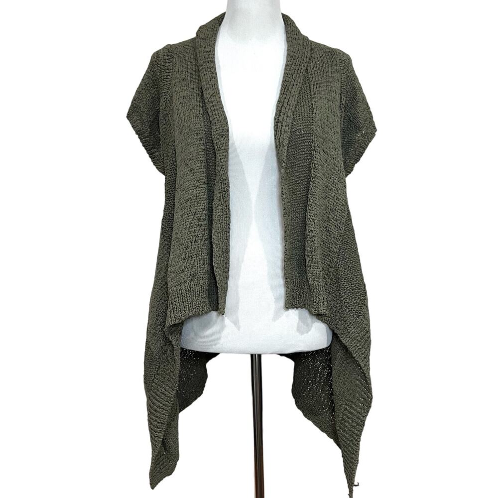 Elena Solano Cardigan Sweater Green Short Sleeve Open Front Loose Knit Womens 1X